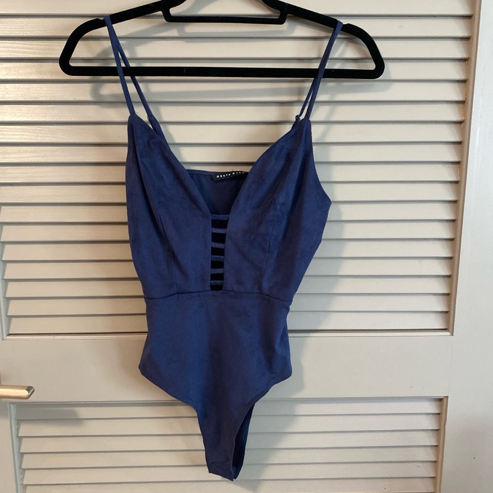 Navy blue suede bodysuit size medium BNWOT